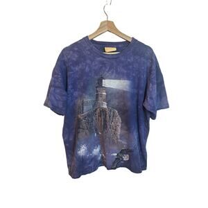 vintage 1998 the mountain leather tag lighthouse eagle t shirt Sz L blue